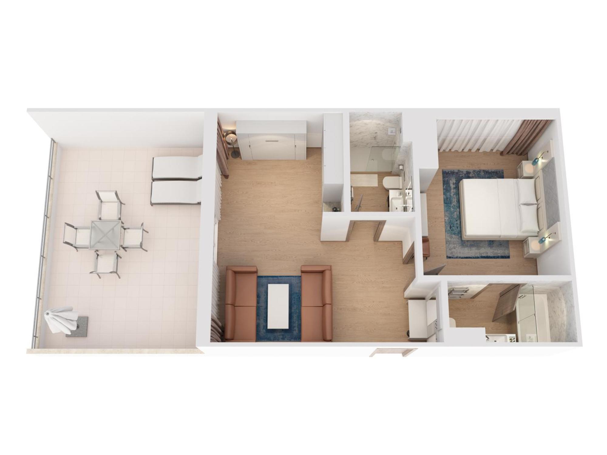 Hilton Rijeka Costabella Beach Resort And Spa Стая снимка 3D floor plan of a hotel room
